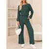 imageHappy Sailed Jumpsuits for Women Casual Loose Solid Ribbed Crewneck Long Sleeve Long Romper with PocketsDark Green