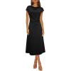 imageHappy Sailed Womens Spring Summer Short Sleeve Cowl Neck Ruched Waist Flowy A Line Midi Dresses Party Cocktail Dress