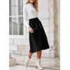 imageHappy Sailed Womens Faux Suede Skirt Elastic Waist Front Pockets A Line Midi Skirts Fall Winter ClothingBlack