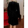 imageHappy Sailed Womens Velvet Dress Fall Fashion Lantern Long Sleeve Front Bowknot High Waist A Line Cocktail Party DressBlack