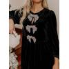 imageHappy Sailed Womens Velvet Dress Fall Fashion Lantern Long Sleeve Front Bowknot High Waist A Line Cocktail Party DressBlack