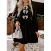 imageHappy Sailed Womens Velvet Dress Fall Fashion Lantern Long Sleeve Front Bowknot High Waist A Line Cocktail Party DressBlack