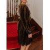 imageHappy Sailed Womens Velvet Dress Fall Fashion Lantern Long Sleeve Front Bowknot High Waist A Line Cocktail Party DressCoffee