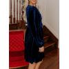 imageHappy Sailed Womens Velvet Dress Fall Fashion Lantern Long Sleeve Front Bowknot High Waist A Line Cocktail Party DressNavy Blue