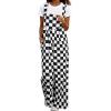 imageHappy Sailed Womens Plaid Overalls Casual Loose Sleeveless Adjustable Straps Wide Leg Pants Jumpsuit with PocketsBlack