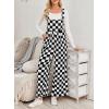 imageHappy Sailed Womens Plaid Overalls Casual Loose Sleeveless Adjustable Straps Wide Leg Pants Jumpsuit with PocketsBlack