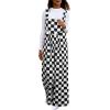imageHappy Sailed Womens Plaid Overalls Casual Loose Sleeveless Adjustable Straps Wide Leg Pants Jumpsuit with PocketsBlack