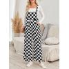 imageHappy Sailed Womens Plaid Overalls Casual Loose Sleeveless Adjustable Straps Wide Leg Pants Jumpsuit with PocketsBlack