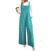 imageHappy Sailed Womens Plaid Overalls Casual Loose Sleeveless Adjustable Straps Wide Leg Pants Jumpsuit with PocketsBlue