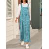 imageHappy Sailed Womens Plaid Overalls Casual Loose Sleeveless Adjustable Straps Wide Leg Pants Jumpsuit with PocketsBlue