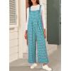 imageHappy Sailed Womens Plaid Overalls Casual Loose Sleeveless Adjustable Straps Wide Leg Pants Jumpsuit with PocketsBlue