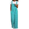 imageHappy Sailed Womens Plaid Overalls Casual Loose Sleeveless Adjustable Straps Wide Leg Pants Jumpsuit with PocketsBlue