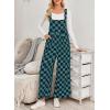 imageHappy Sailed Womens Plaid Overalls Casual Loose Sleeveless Adjustable Straps Wide Leg Pants Jumpsuit with PocketsGreen