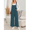 imageHappy Sailed Womens Plaid Overalls Casual Loose Sleeveless Adjustable Straps Wide Leg Pants Jumpsuit with PocketsGreen