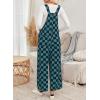 imageHappy Sailed Womens Plaid Overalls Casual Loose Sleeveless Adjustable Straps Wide Leg Pants Jumpsuit with PocketsGreen