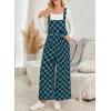 imageHappy Sailed Womens Plaid Overalls Casual Loose Sleeveless Adjustable Straps Wide Leg Pants Jumpsuit with PocketsGreen