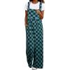 imageHappy Sailed Womens Plaid Overalls Casual Loose Sleeveless Adjustable Straps Wide Leg Pants Jumpsuit with PocketsGreen