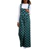 imageHappy Sailed Womens Plaid Overalls Casual Loose Sleeveless Adjustable Straps Wide Leg Pants Jumpsuit with PocketsGreen