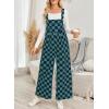 imageHappy Sailed Womens Plaid Overalls Casual Loose Sleeveless Adjustable Straps Wide Leg Pants Jumpsuit with PocketsGreen