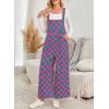imageHappy Sailed Womens Plaid Overalls Casual Loose Sleeveless Adjustable Straps Wide Leg Pants Jumpsuit with PocketsPink
