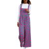 imageHappy Sailed Womens Plaid Overalls Casual Loose Sleeveless Adjustable Straps Wide Leg Pants Jumpsuit with PocketsPink