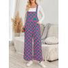 imageHappy Sailed Womens Plaid Overalls Casual Loose Sleeveless Adjustable Straps Wide Leg Pants Jumpsuit with PocketsPink