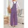 imageHappy Sailed Womens Plaid Overalls Casual Loose Sleeveless Adjustable Straps Wide Leg Pants Jumpsuit with PocketsPink