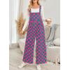 imageHappy Sailed Womens Plaid Overalls Casual Loose Sleeveless Adjustable Straps Wide Leg Pants Jumpsuit with PocketsPink