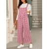 imageHappy Sailed Womens Plaid Overalls Casual Loose Sleeveless Adjustable Straps Wide Leg Pants Jumpsuit with PocketsRed