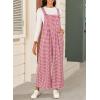 imageHappy Sailed Womens Plaid Overalls Casual Loose Sleeveless Adjustable Straps Wide Leg Pants Jumpsuit with PocketsRed