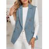 imageHappy Sailed Womens Sleeveless Vest Tops 2025 Trendy Double Breasted Tweed Blazer Business Work Suits with PocketsBlue