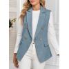 imageHappy Sailed Womens Sleeveless Vest Tops 2025 Trendy Double Breasted Tweed Blazer Business Work Suits with PocketsBlue
