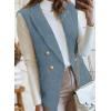 imageHappy Sailed Womens Sleeveless Vest Tops 2025 Trendy Double Breasted Tweed Blazer Business Work Suits with PocketsBlue