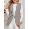imageHappy Sailed Womens Sleeveless Vest Tops 2025 Trendy Double Breasted Tweed Blazer Business Work Suits with PocketsGrey