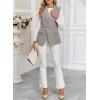 imageHappy Sailed Womens Sleeveless Vest Tops 2025 Trendy Double Breasted Tweed Blazer Business Work Suits with PocketsGrey