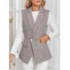 imageHappy Sailed Womens Sleeveless Vest Tops 2025 Trendy Double Breasted Tweed Blazer Business Work Suits with PocketsGrey