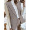 imageHappy Sailed Womens Sleeveless Vest Tops 2025 Trendy Double Breasted Tweed Blazer Business Work Suits with PocketsGrey