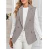 imageHappy Sailed Womens Sleeveless Vest Tops 2025 Trendy Double Breasted Tweed Blazer Business Work Suits with PocketsGrey