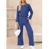 imageHappy Sailed Jumpsuits for Women Casual Loose Solid Ribbed Crewneck Long Sleeve Long Romper with Pockets