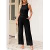 imageHappy Sailed Jumpsuits for Women Sleeveless Crewneck Cross Waist Wide Leg Long Pants Romper Dressy Business Casual Outfits