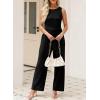imageHappy Sailed Jumpsuits for Women Sleeveless Crewneck Cross Waist Wide Leg Long Pants Romper Dressy Business Casual Outfits