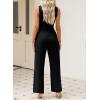 imageHappy Sailed Jumpsuits for Women Sleeveless Crewneck Cross Waist Wide Leg Long Pants Romper Dressy Business Casual Outfits