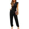 imageHappy Sailed Womens Fashion Jumpsuit Summer Sleeveless V Neck Waist Belt Long Pants Romper Loose Fit Overalls Stretchy Knit Jumpers For Women with Pockets Black Medium