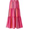 imageHappy Sailed Womens Floral Print Boho Maxi Skirt Elastic High Waist Pleated Ruffle Flowy Long Skirts SXLA Multicolor Pink