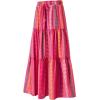 imageHappy Sailed Womens Floral Print Boho Maxi Skirt Elastic High Waist Pleated Ruffle Flowy Long Skirts SXLA Multicolor Pink