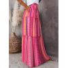 imageHappy Sailed Womens Floral Print Boho Maxi Skirt Elastic High Waist Pleated Ruffle Flowy Long Skirts SXLA Multicolor Pink
