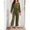 imageHappy Sailed Womens Loose Short Sleeve Belted Wide Leg Pant Romper Jumpsuit Business Casual One Piece OutfitsGreen