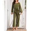 imageHappy Sailed Womens Loose Short Sleeve Belted Wide Leg Pant Romper Jumpsuit Business Casual One Piece OutfitsGreen