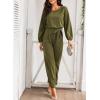 imageHappy Sailed Womens Loose Short Sleeve Belted Wide Leg Pant Romper Jumpsuit Business Casual One Piece OutfitsGreen