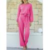 imageHappy Sailed Womens Loose Short Sleeve Belted Wide Leg Pant Romper Jumpsuit Business Casual One Piece OutfitsHot Pink